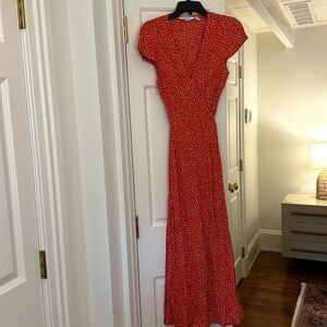 & other stories wrap around red polka dot dress